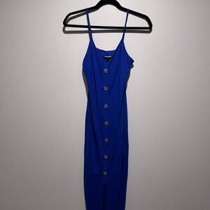Express Royal Blue Midi Dress with Buttons